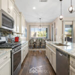 Beautifully staged kitchen and dining room