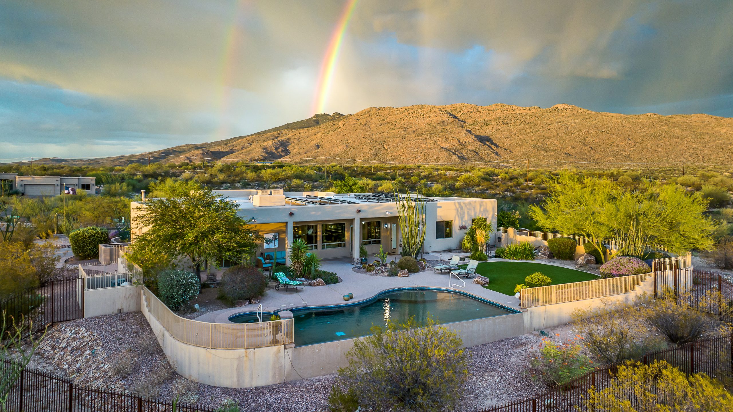 Double Rainbow over house in Tucson, Arizona