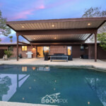 Large poolside shade cover
